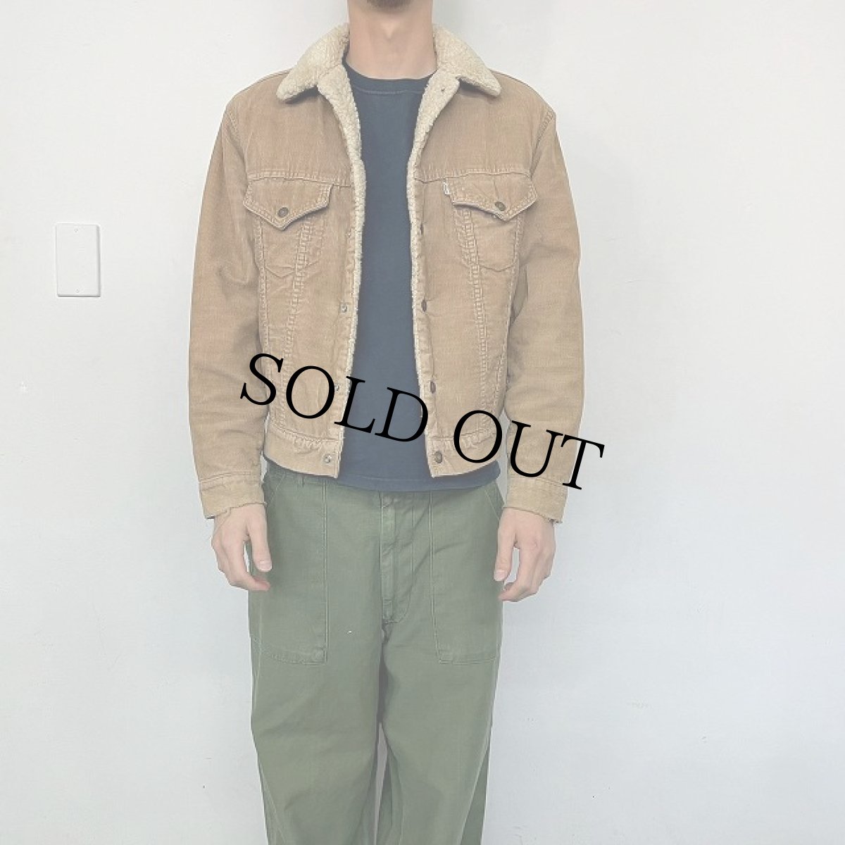 画像2: 80's Levi's 70605 USA製 コーデュロイボアジャケット 38 (2)