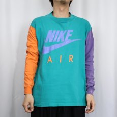 画像3: 90's NIKE 銀タグ USA製 ロゴプリント マルチカラーロンT M (3)