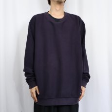 画像2: 90's LANDS' END 前V 鹿の子スウェット NAVY XXL (2)