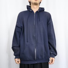 画像2: 90's Tultex USA製 無地スウェットジップパーカー XL (2)