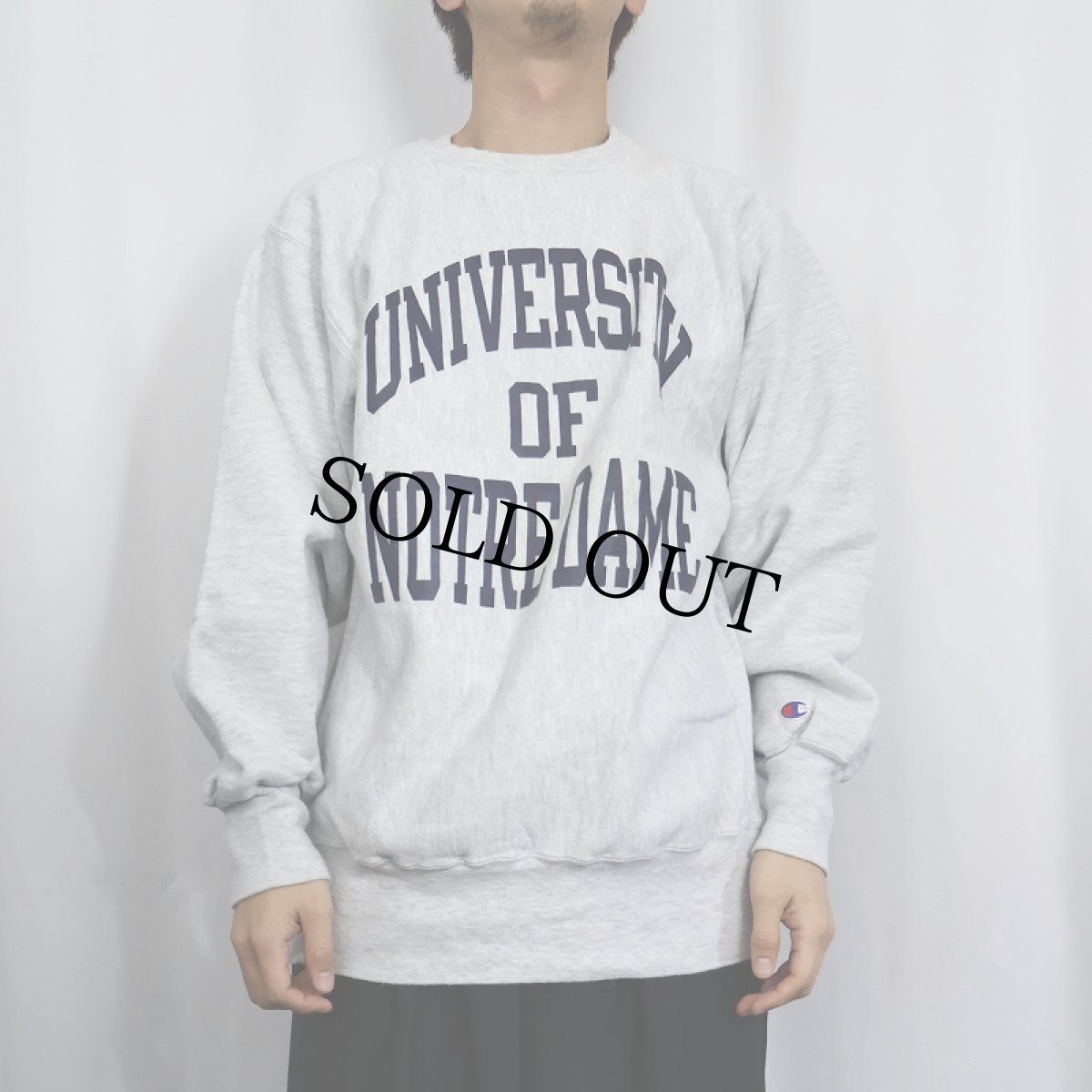画像2: 90's Champion REVERSE WEAVE USA製 "UNIVERSITY OF NOTRE DAME" プリントスウェット XL (2)