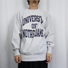 画像2: 90's Champion REVERSE WEAVE USA製 "UNIVERSITY OF NOTRE DAME" プリントスウェット XL (2)