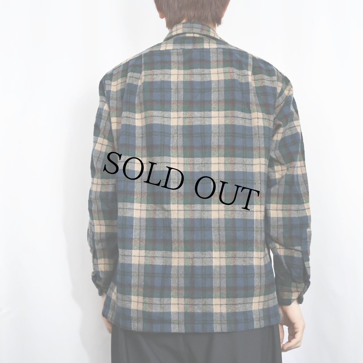 画像3: 70's PENDLETON USA製 チェック柄 ウールオープンカラーシャツ L (3)