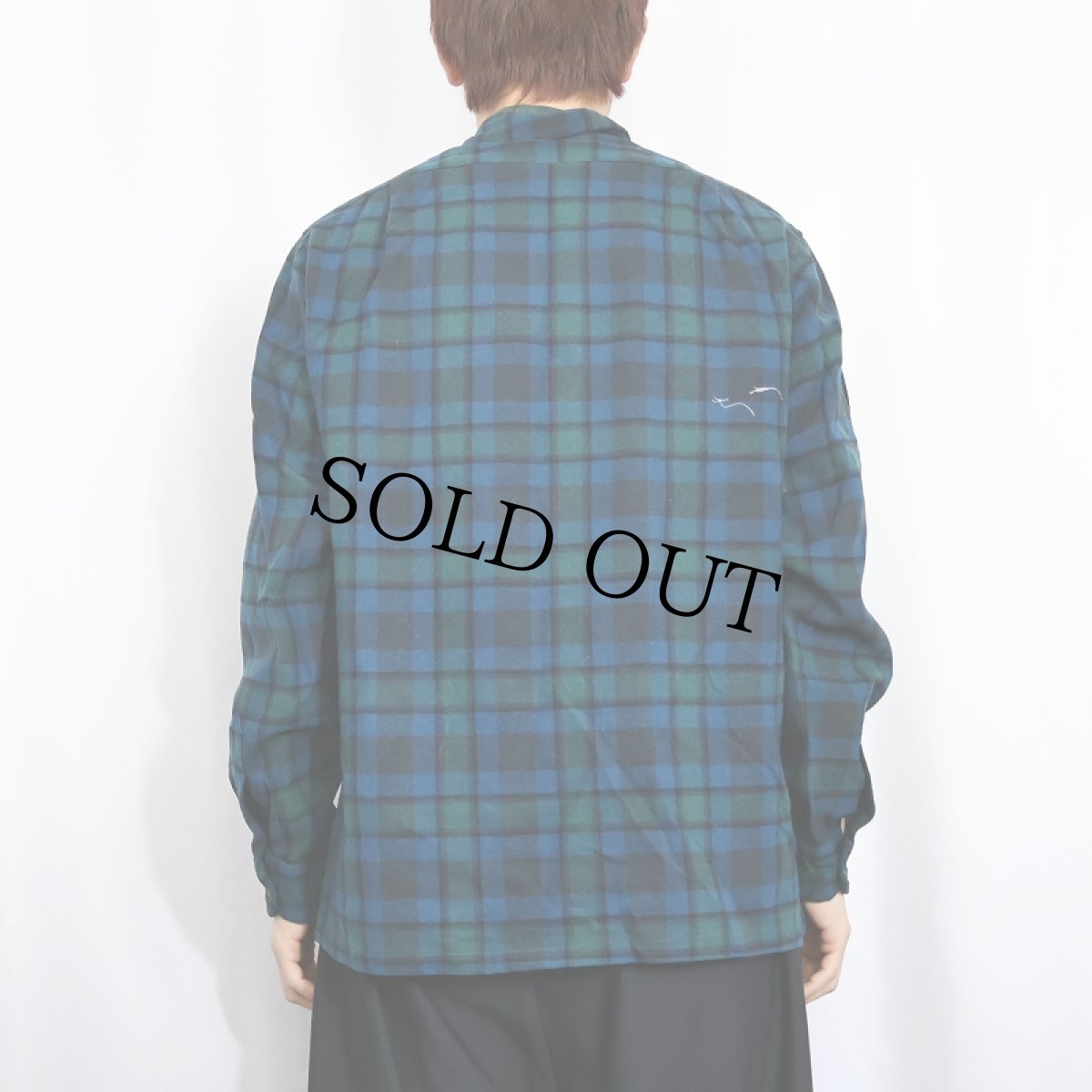 画像3: 60's PENDLETON チェック柄 ウールオープンカラーシャツ M (3)