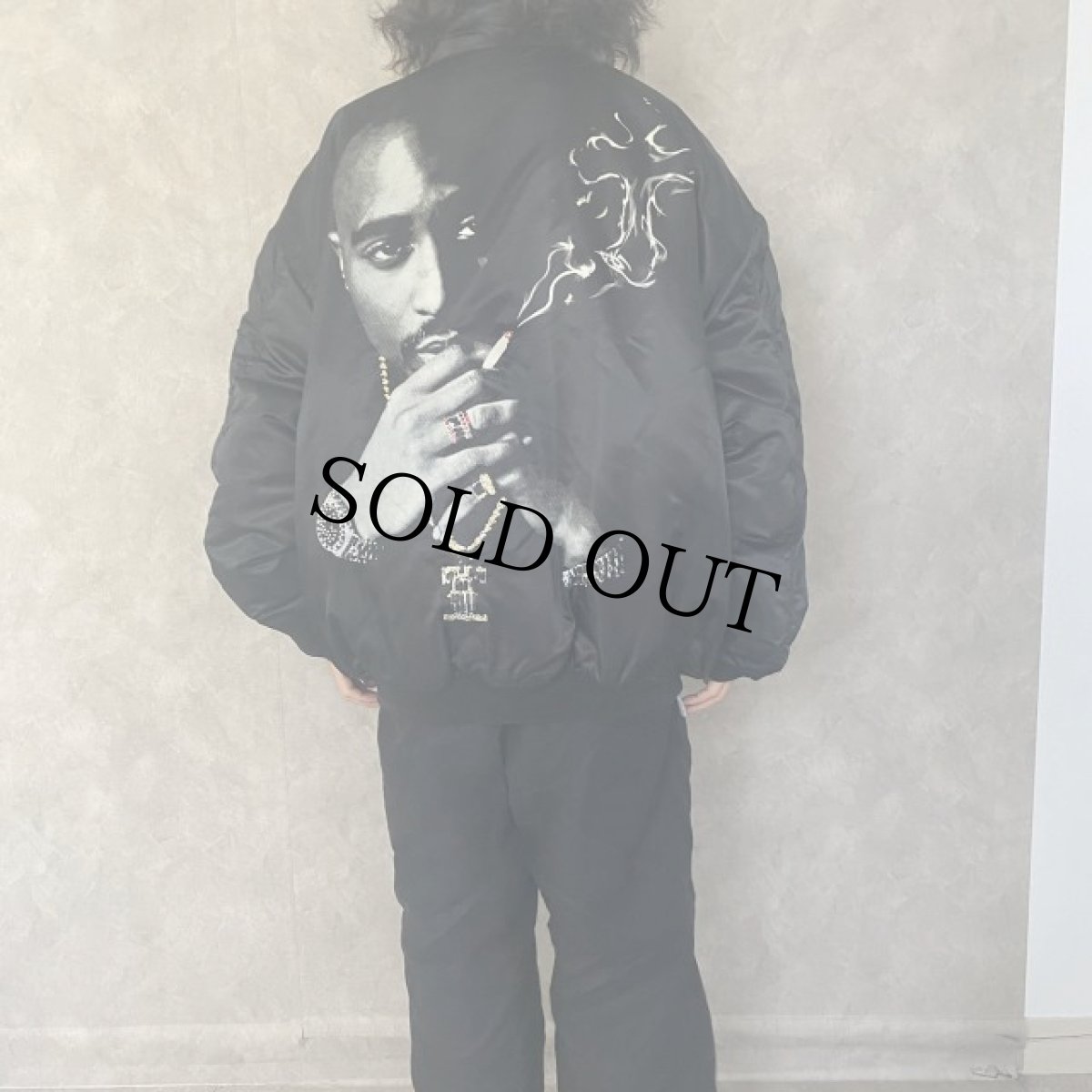 画像3: U B TUFF "2PAC" ラインストーン付き 大判プリント MA-1 (3)