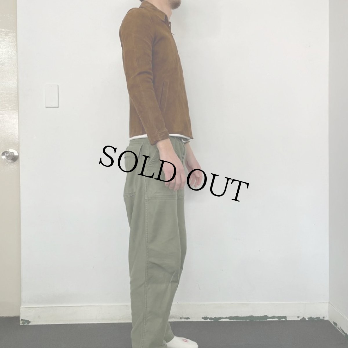 画像3: 30〜40's ヌバックレザースポーツジャケット ハトメジップ (3)