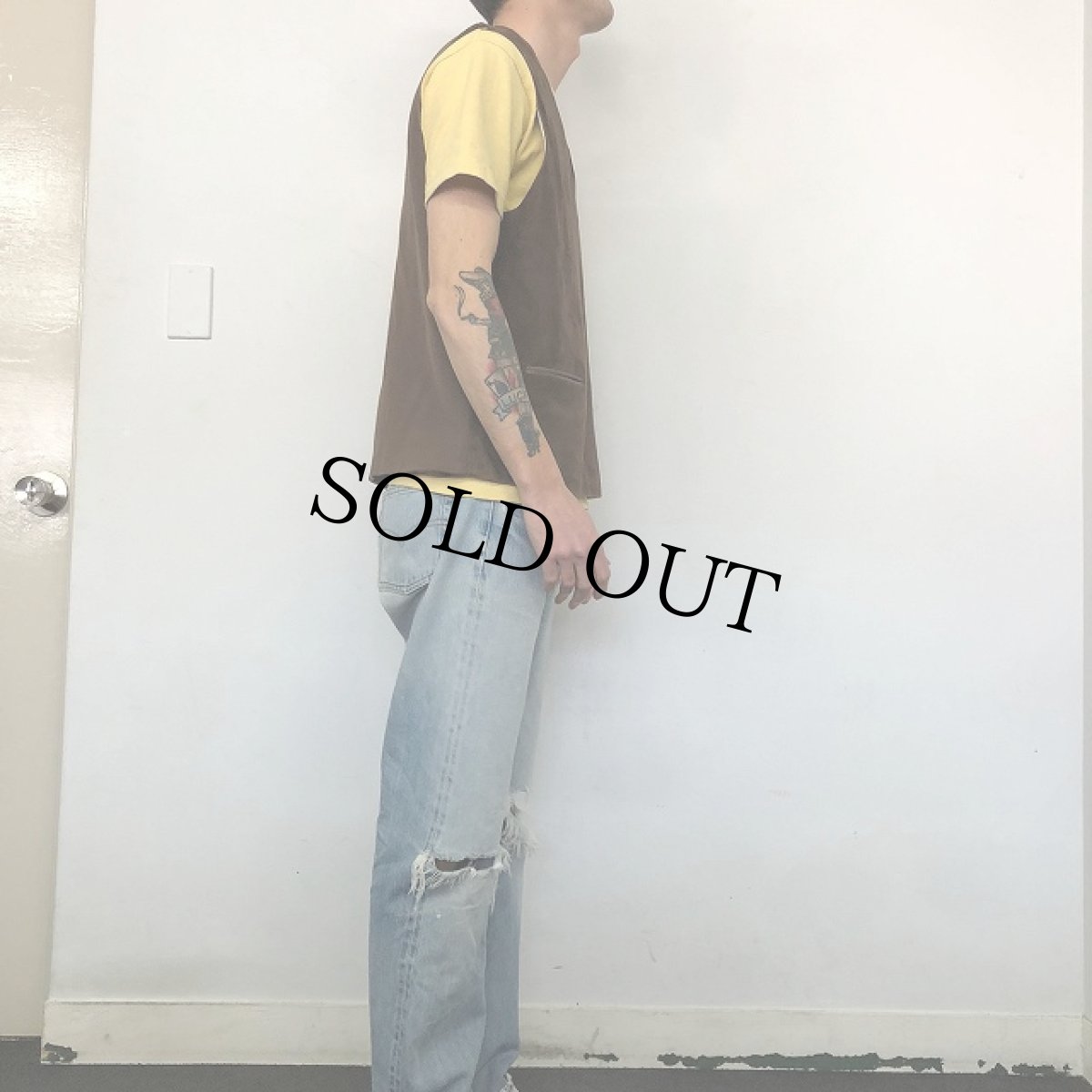 画像3: 50's FRANCE製 ニット切替 プルオーバーヌバックベスト (3)