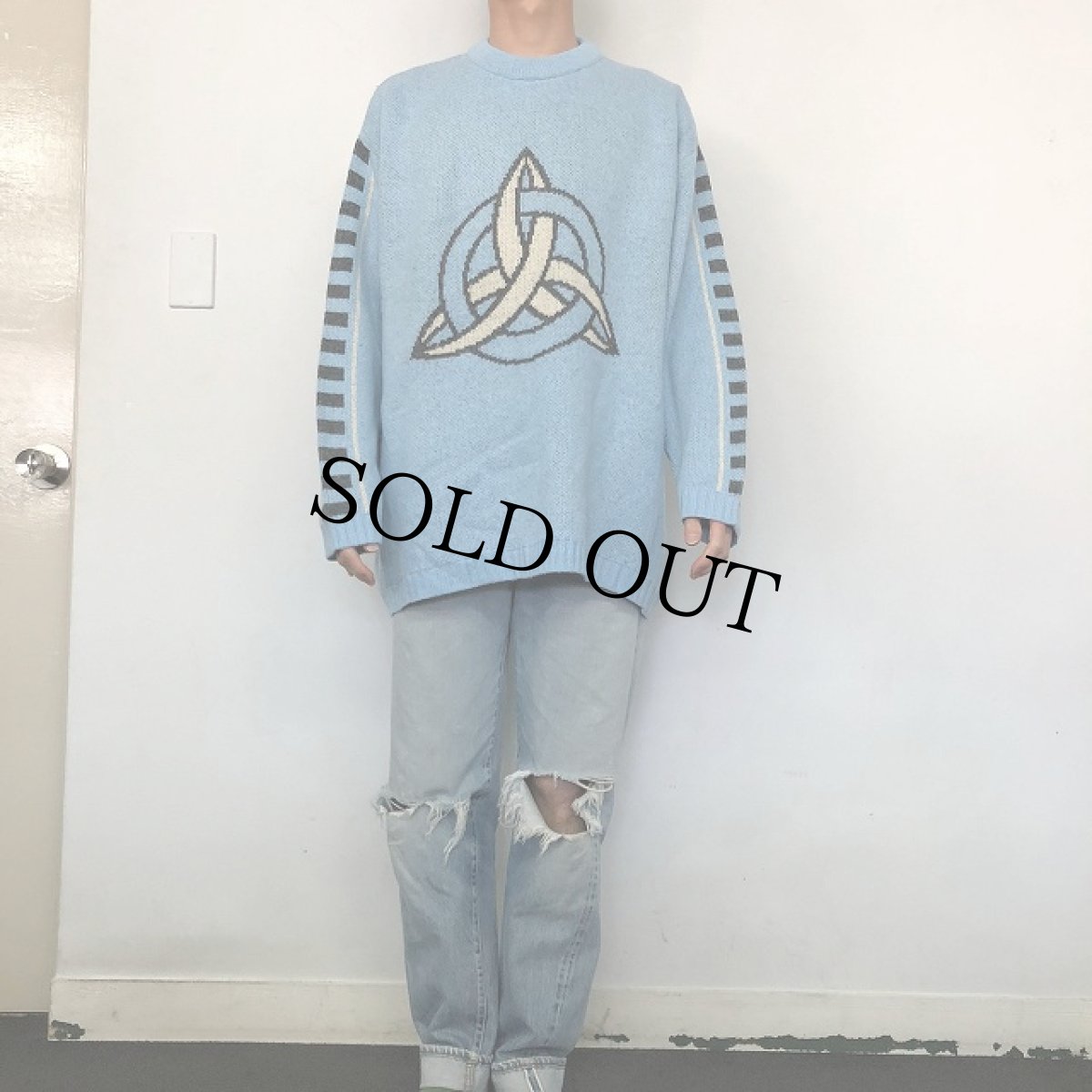 画像2: 90's EURO トリケトラ柄 スキーセーター L (2)