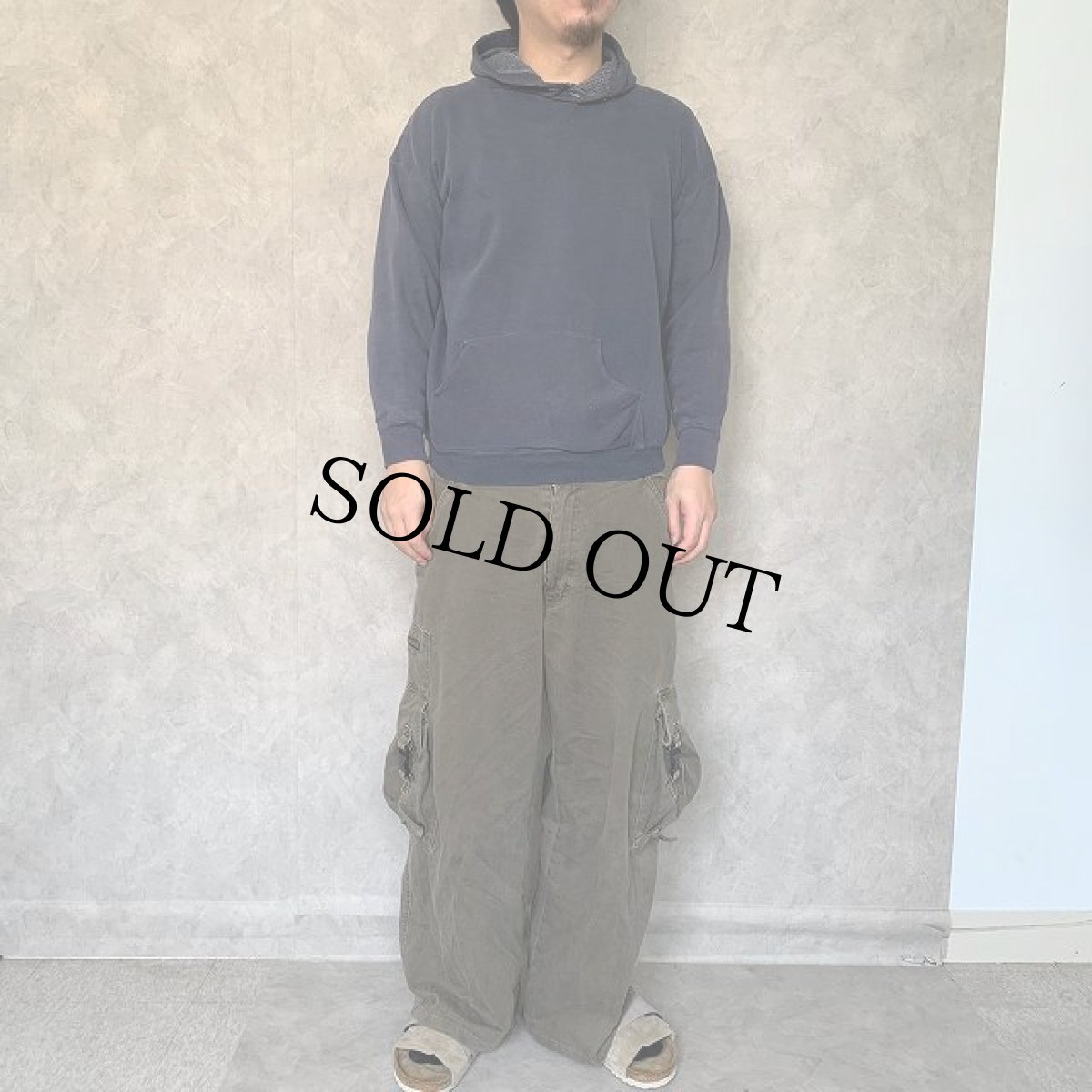 画像2: 70's〜 ナス紺 無地スウェットフーディ (2)