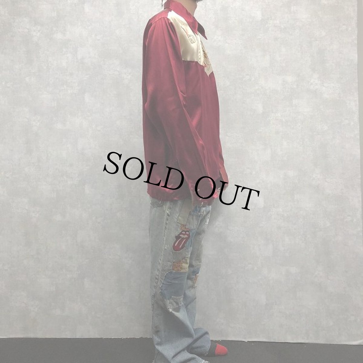 画像3: 50〜60's 龍刺繍ハーフジップスカシャツ L (3)