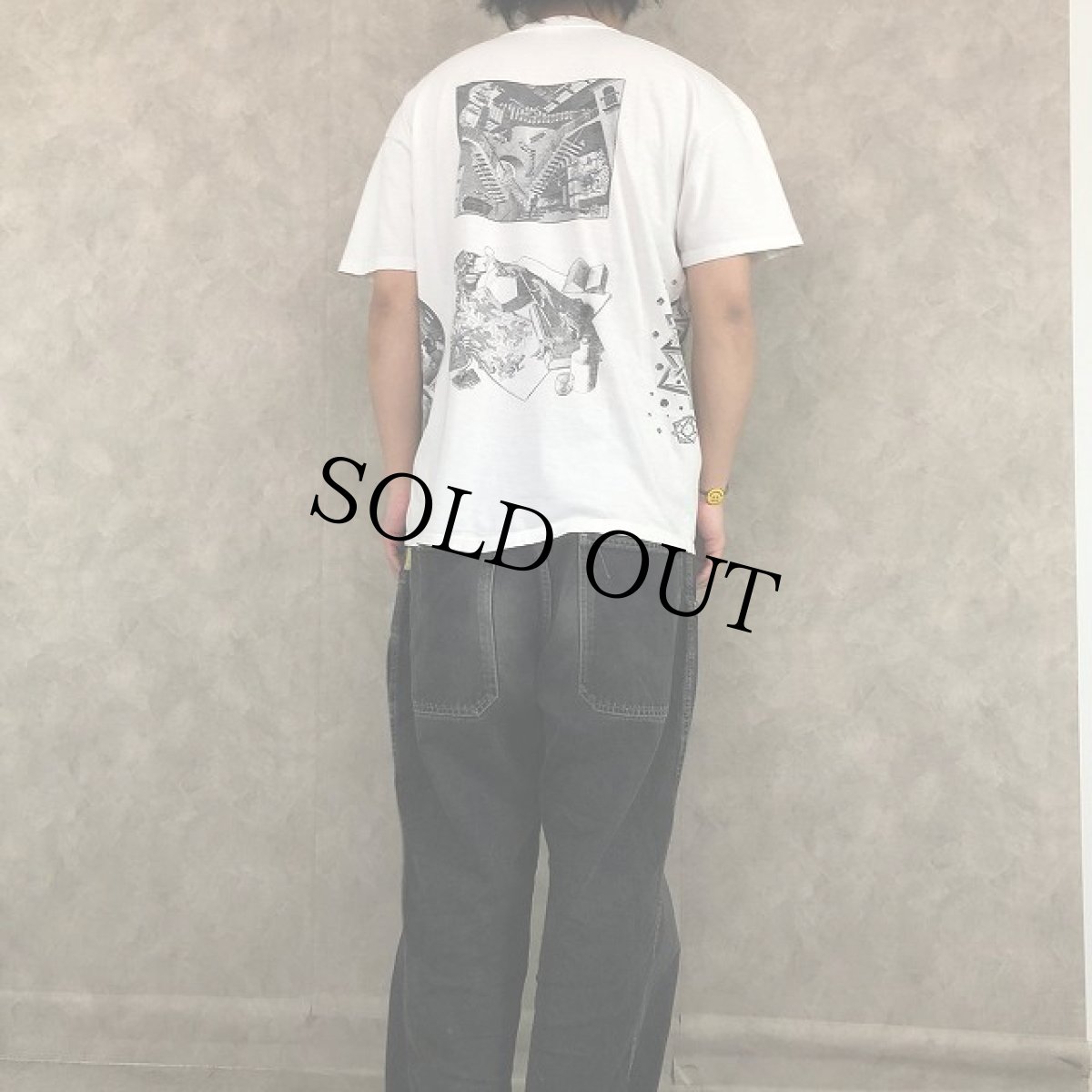 画像5: 80's M.C.Escher USA製 騙し絵アート マルチプリントTシャツ XL (5)