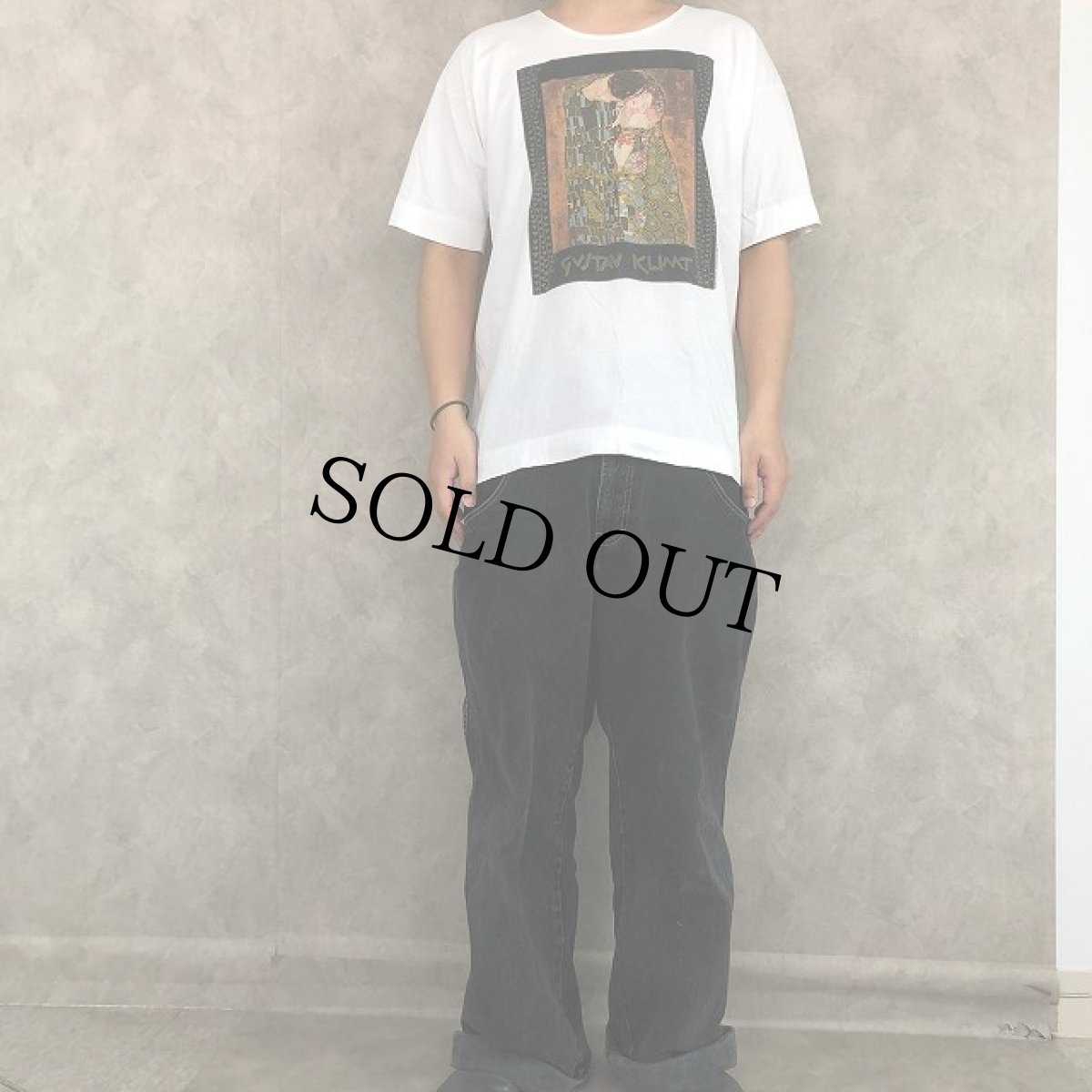 画像2: 90's GUSTAV KLIMT "接吻" アートプリントTシャツ (2)