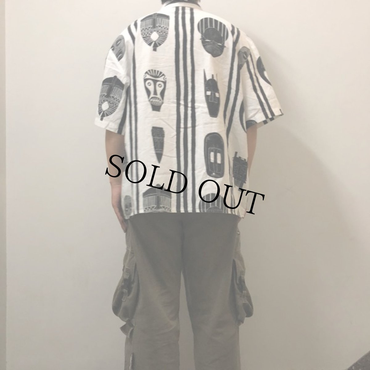 画像4: 80's JIMMY'Z USA製 マスク柄 コットンシャツ XL (4)