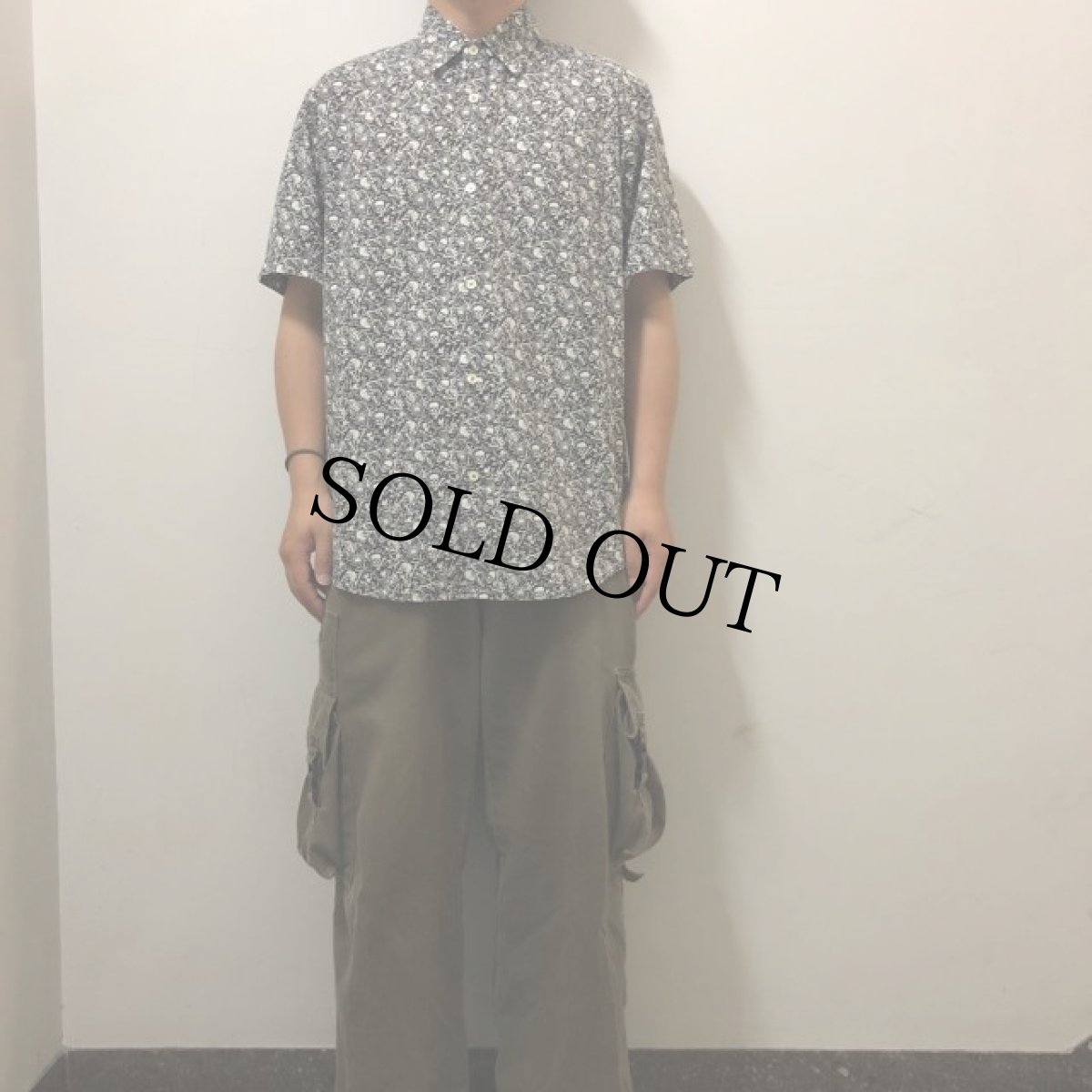 画像2: 90's STUSSY スカル柄 コットンシャツ (2)