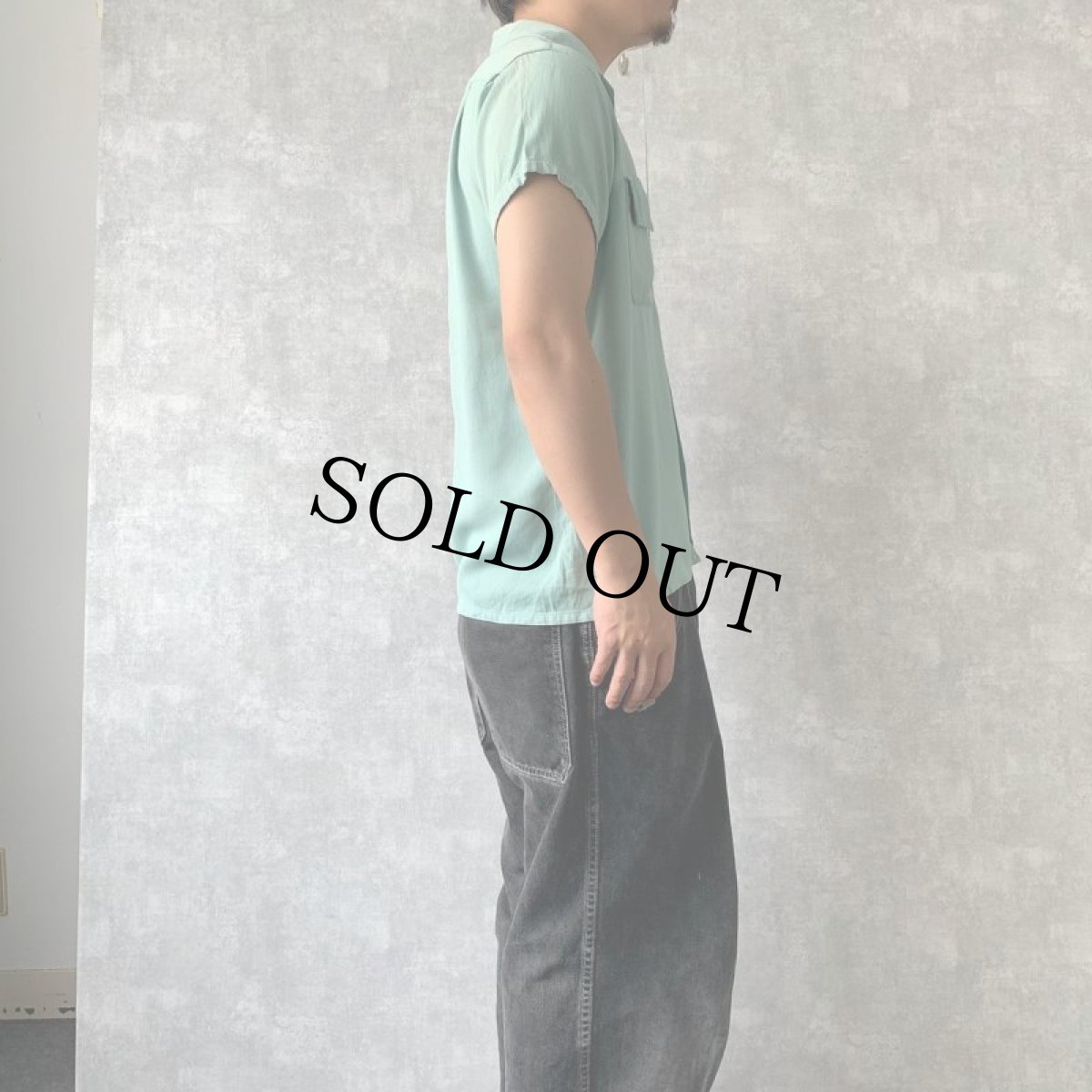 画像3: 50's DONEGAL 畝織り レーヨンオープンカラーシャツ S (3)