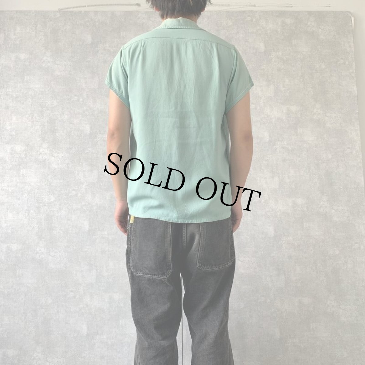 画像4: 50's DONEGAL 畝織り レーヨンオープンカラーシャツ S (4)