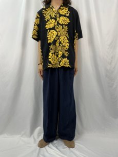画像2: Hawaiian Shirt Co. ボーダーパターン パイナップル柄 コットンアロハシャツ  (2)