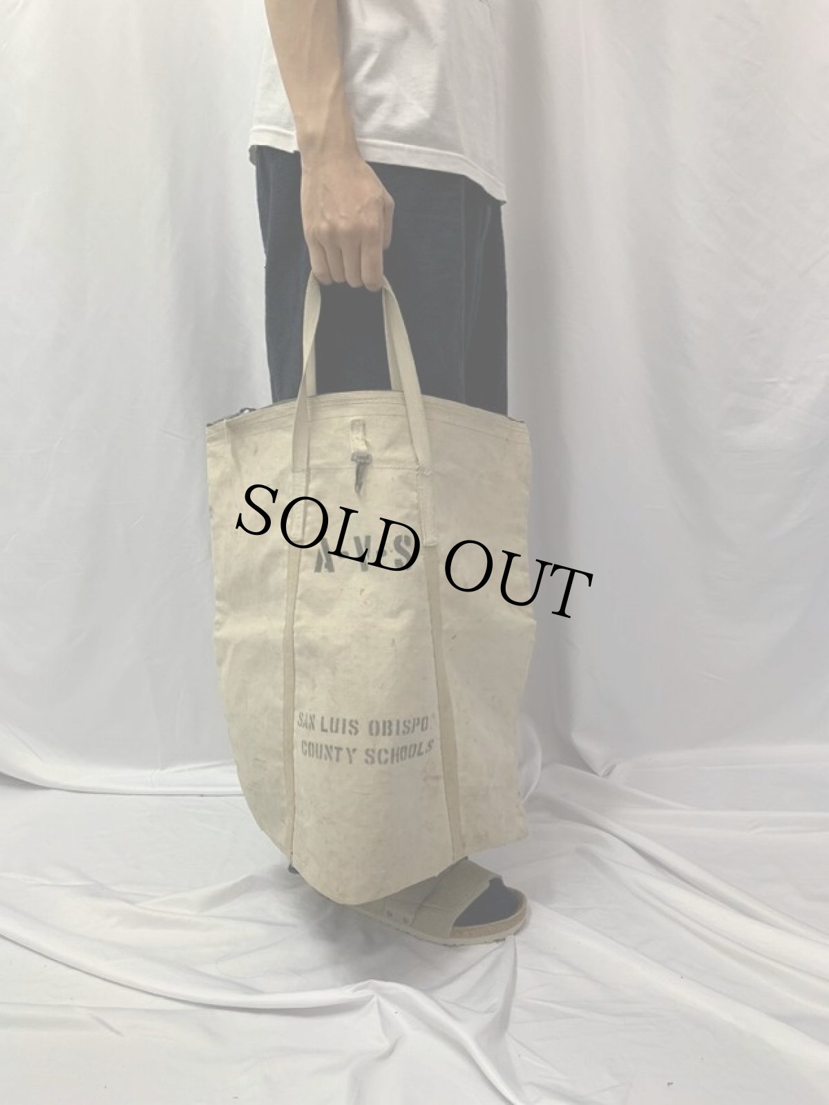 画像2: VINTAGE ステンシル入り ダックハンドバッグ (2)