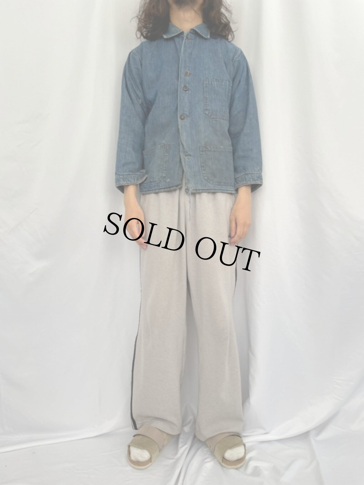 画像2: 30's〜40's WOODSMAN "CONE FABRICS" ブランケットライナー デニムカバーオール (2)