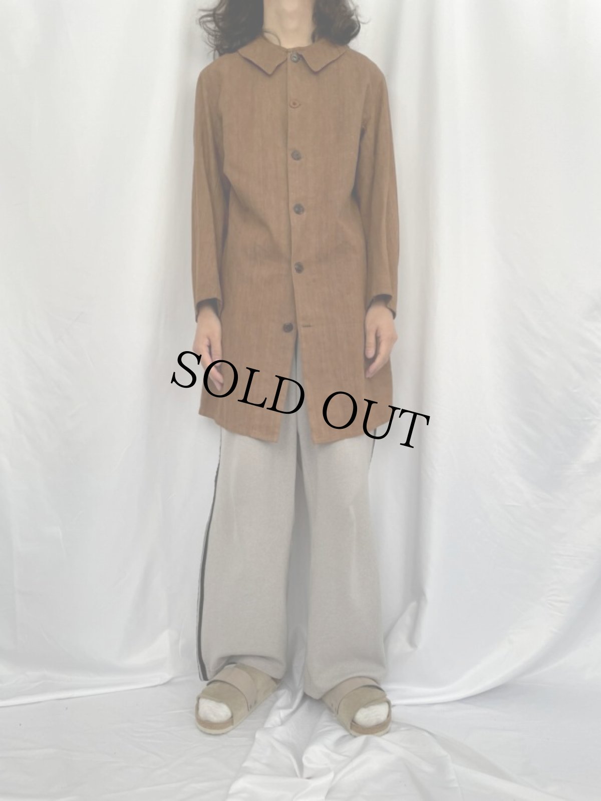 画像2: VINTAGE ブラウンデニム ワークコート (2)