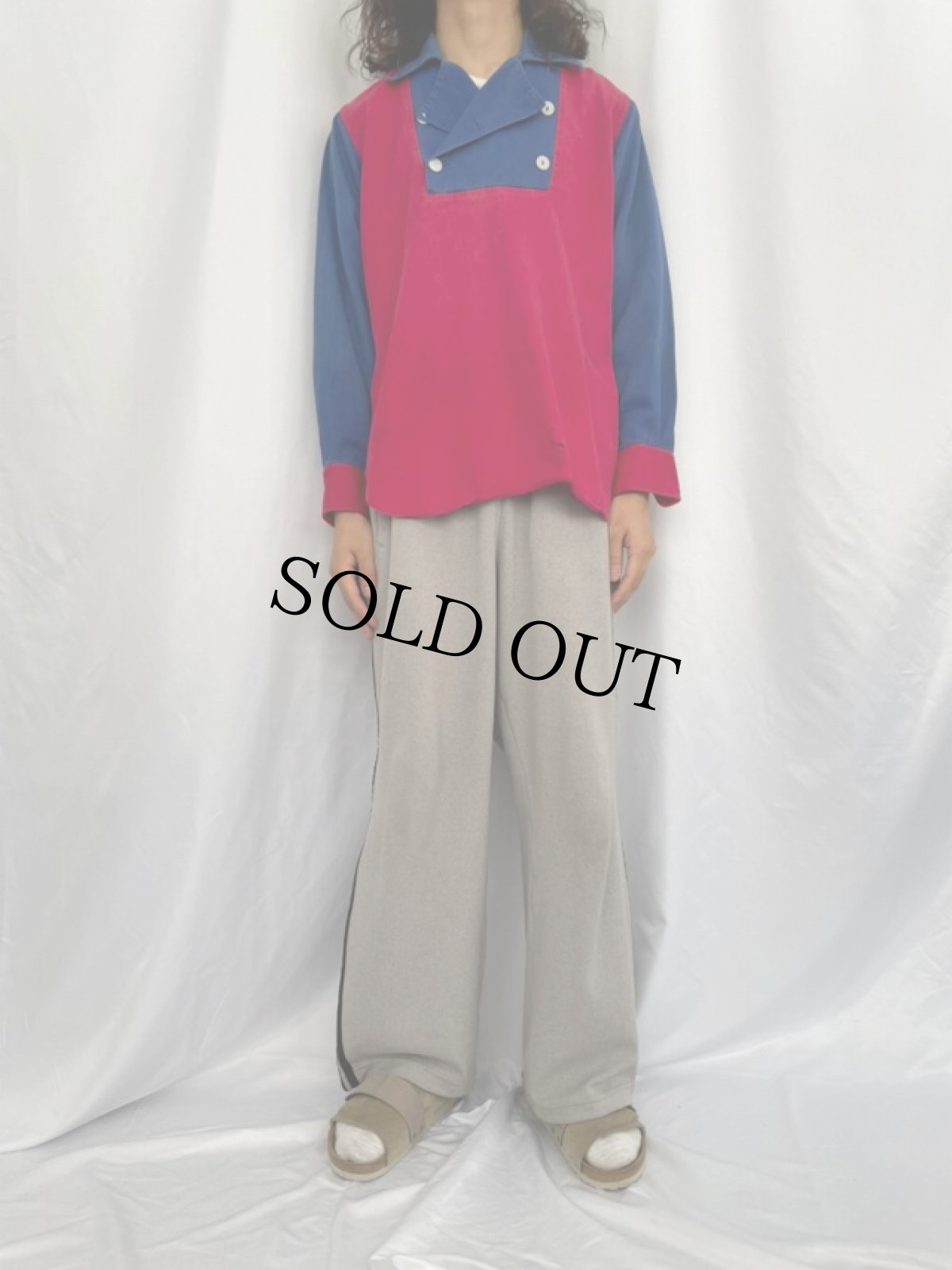 画像2: 40〜50's J.T.BEACH "Motor Circus" チェーン刺繍 ダブルブレスト プルオーバーシャツ M (2)