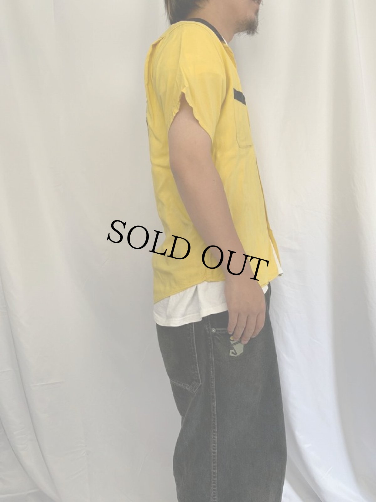 画像3: 60's Dunhill チェーン刺繍×ワッペン ボーリングシャツ M (3)