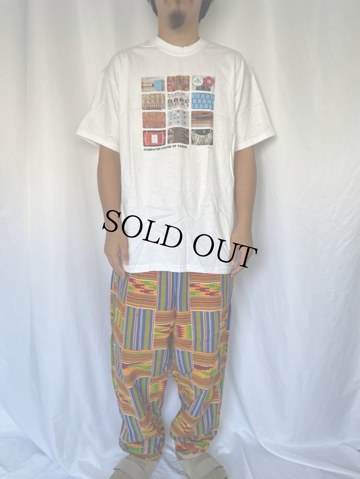 画像2: 90's Eames office "COMPUTER HOUSE OF CARDS" インテリア企業プリントTシャツ WHITE DEADSTOCK L (2)