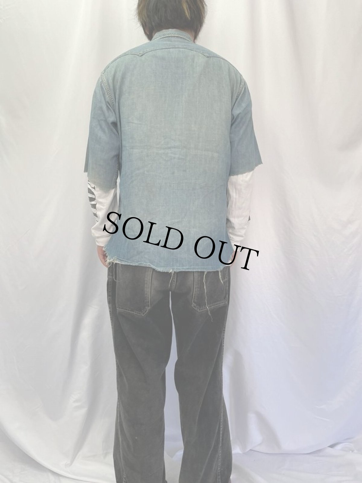 画像4: 50's LEVI'S ショートホーン カットオフデニムウエスタンシャツ (4)