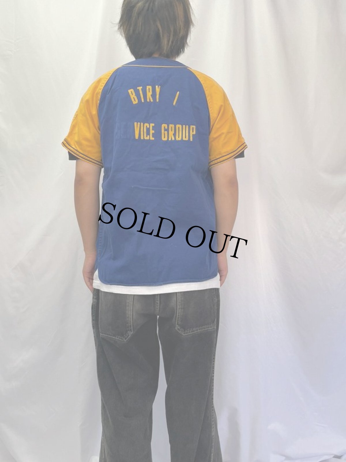 画像4: 60's Wilson USA製 フロッキープリント ツートーン コットンベースボールシャツ (4)