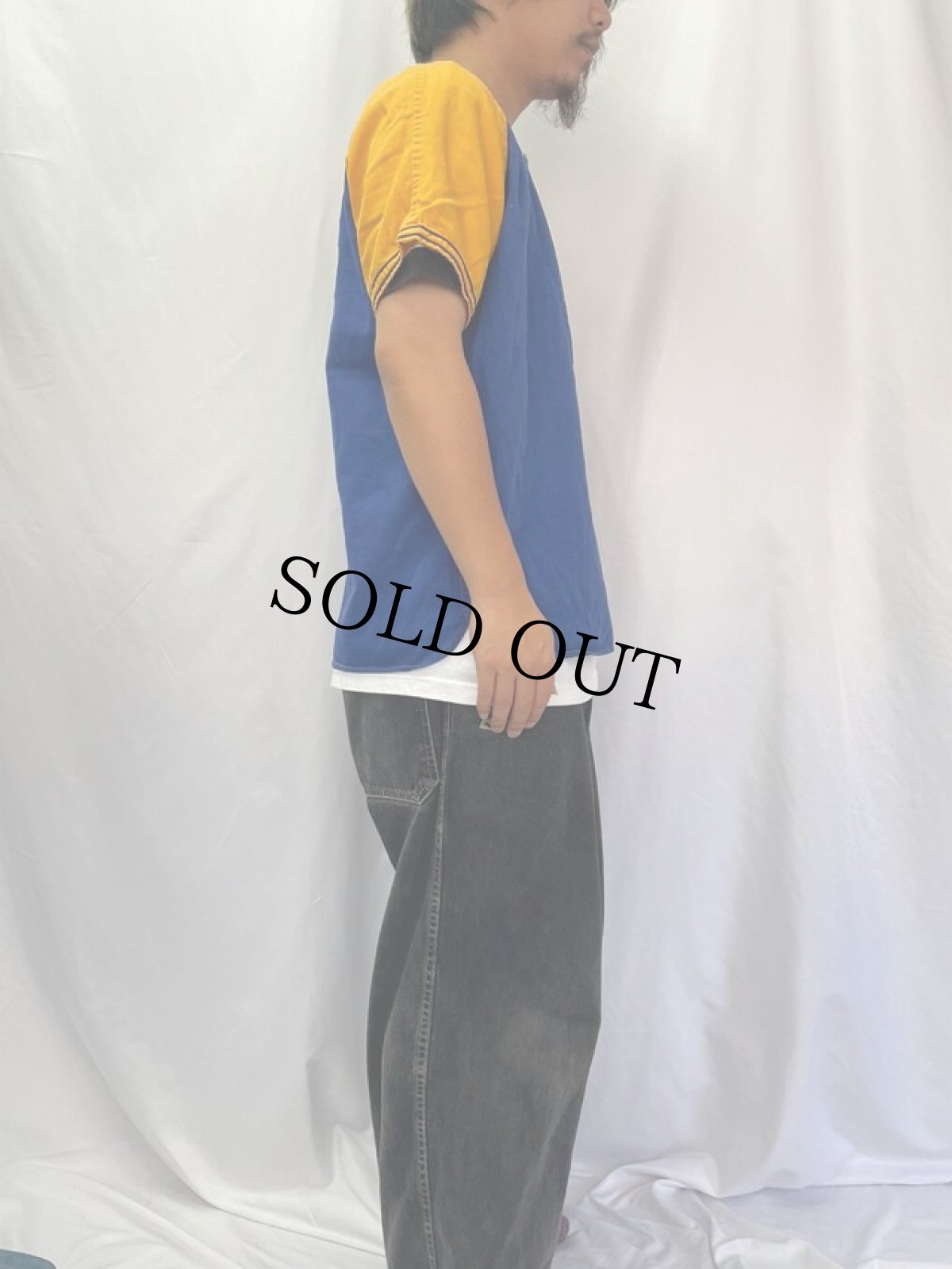 画像3: 60's Wilson USA製 フロッキープリント ツートーン コットンベースボールシャツ (3)