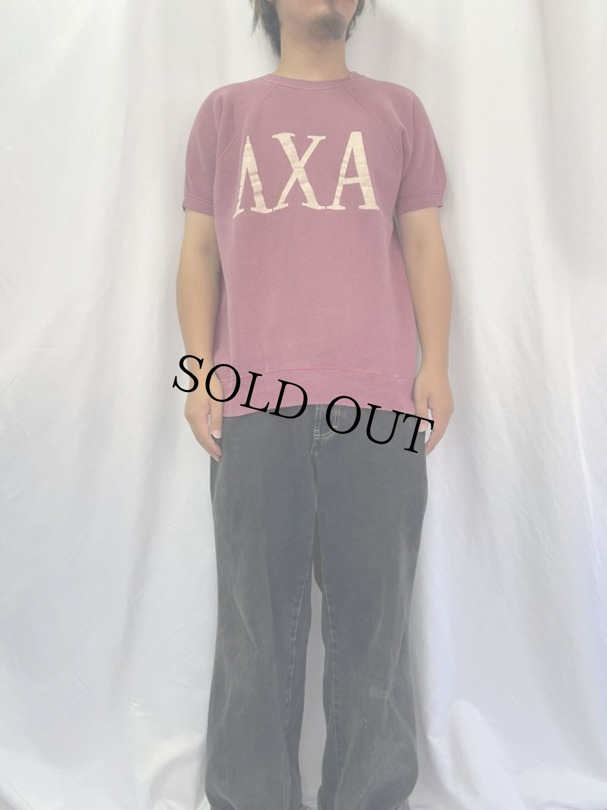 画像2: 60's "ΛXA" プリント 半袖ラグランスウェット (2)