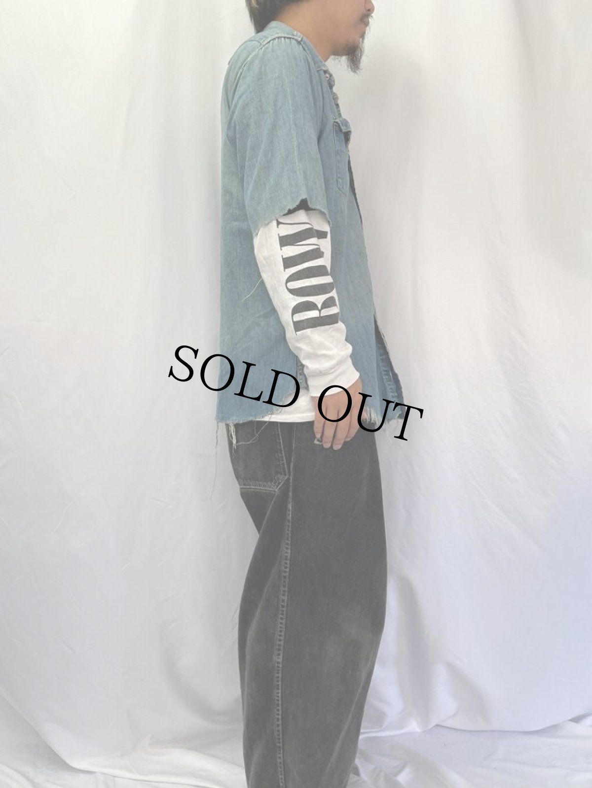 画像3: 50's LEVI'S ショートホーン カットオフデニムウエスタンシャツ (3)