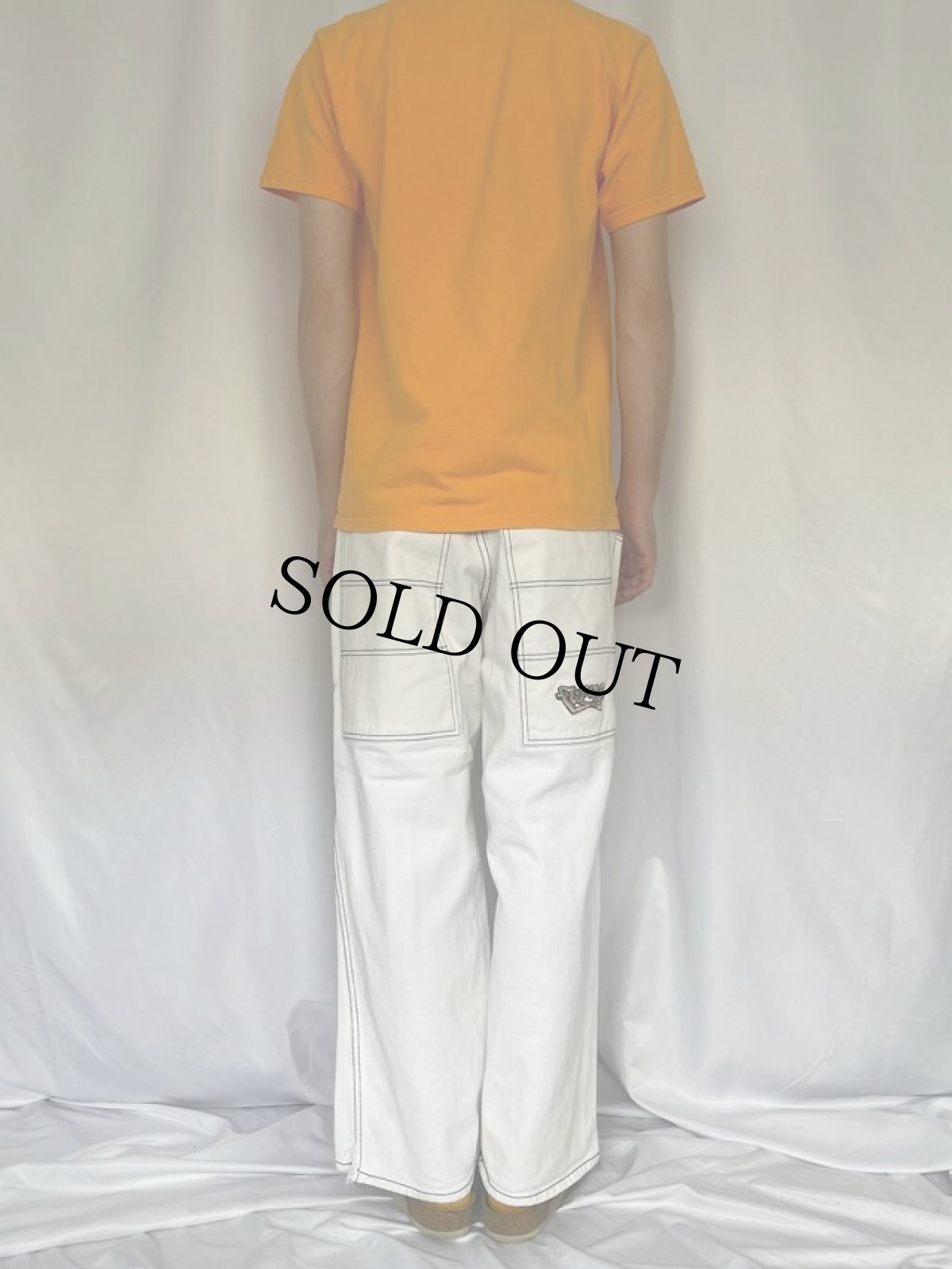 画像4: 90's FLIP FLOP USA製 ロゴ刺繍 ホワイトデニムバギーパンツ W31 (4)