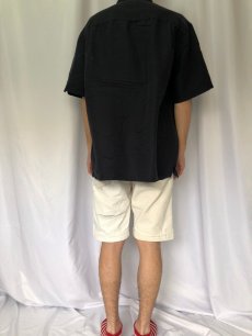 画像4: HAVANERA ポリ×レーヨン ラインデザイン ロカビリーシャツ XL (4)