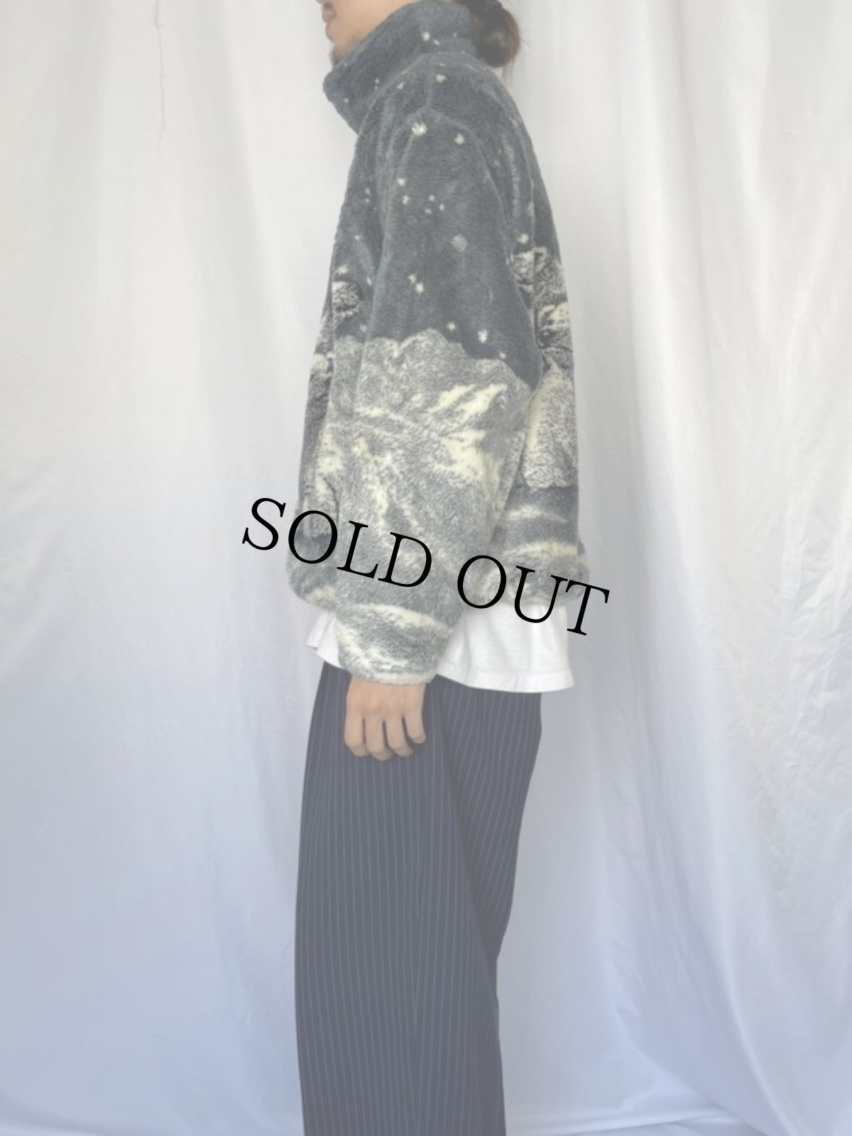 画像3: BLACK MOUNTAIN USA製 クマ柄 フリースジャケット L (3)