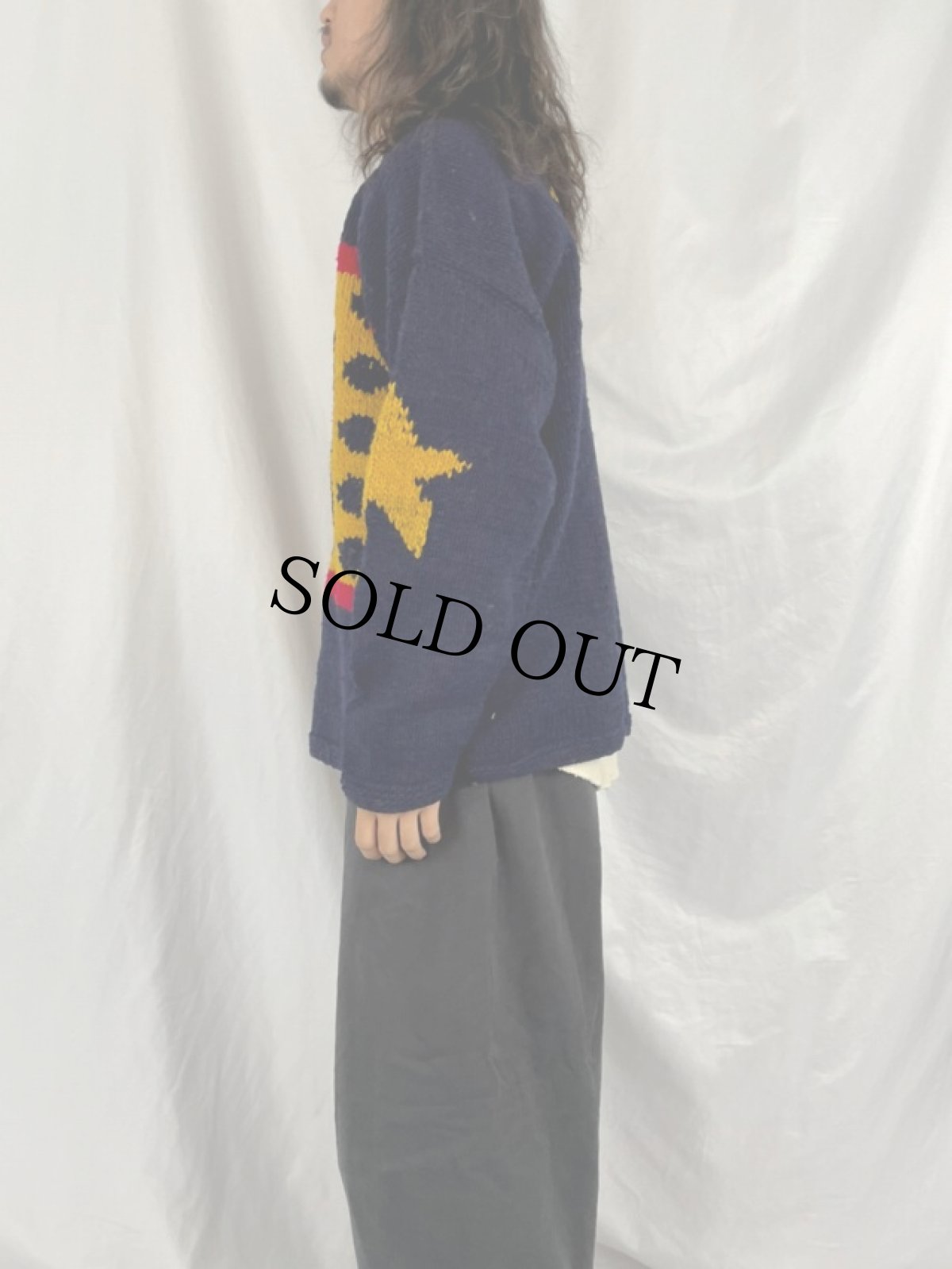 画像3: ECUADOR製 星柄 ロールネック ウールニットセーター (3)