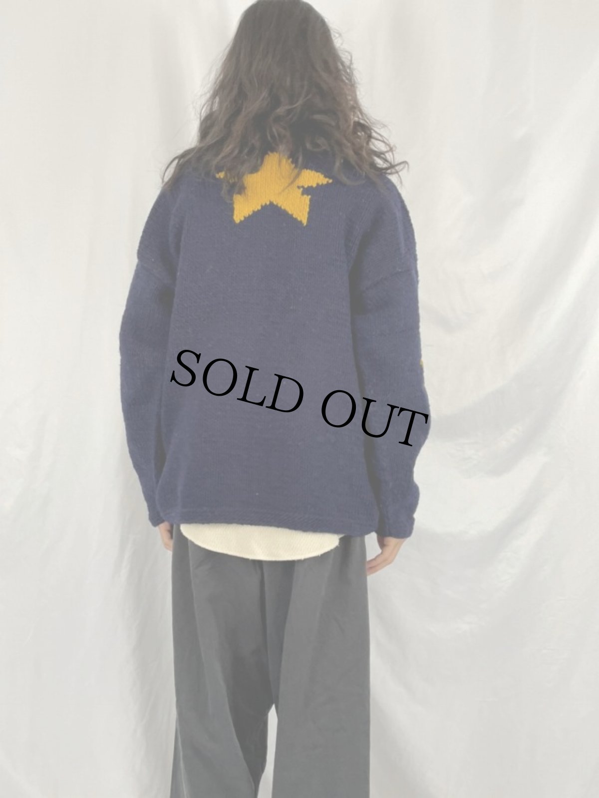 画像4: ECUADOR製 星柄 ロールネック ウールニットセーター (4)