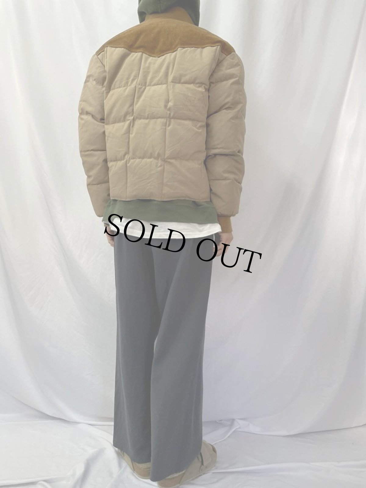 画像4: 80's Schott ヌバックウエスタンヨーク切り替え ダウンジャケット M (4)