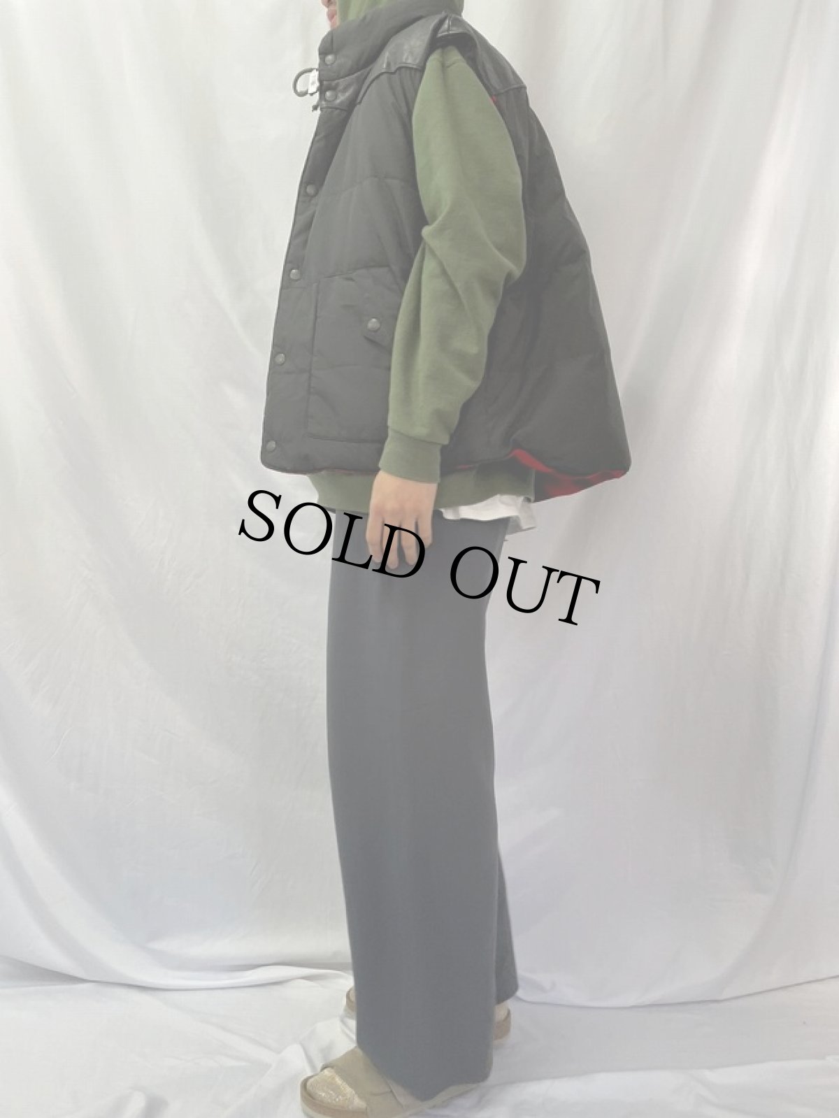 画像4: POLO Ralph Lauren リバーシブル レザーヨーク切り替え ダウンベスト XXL (4)