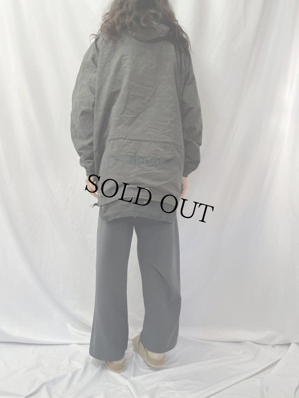 画像4: BELOWZERD フリースレイヤードデザイン 総柄 ナイロンアノラックパーカー L (4)