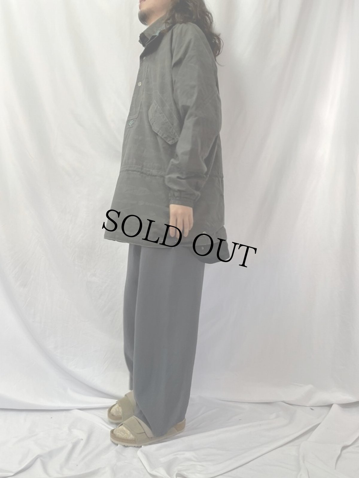 画像3: BELOWZERD フリースレイヤードデザイン 総柄 ナイロンアノラックパーカー L (3)