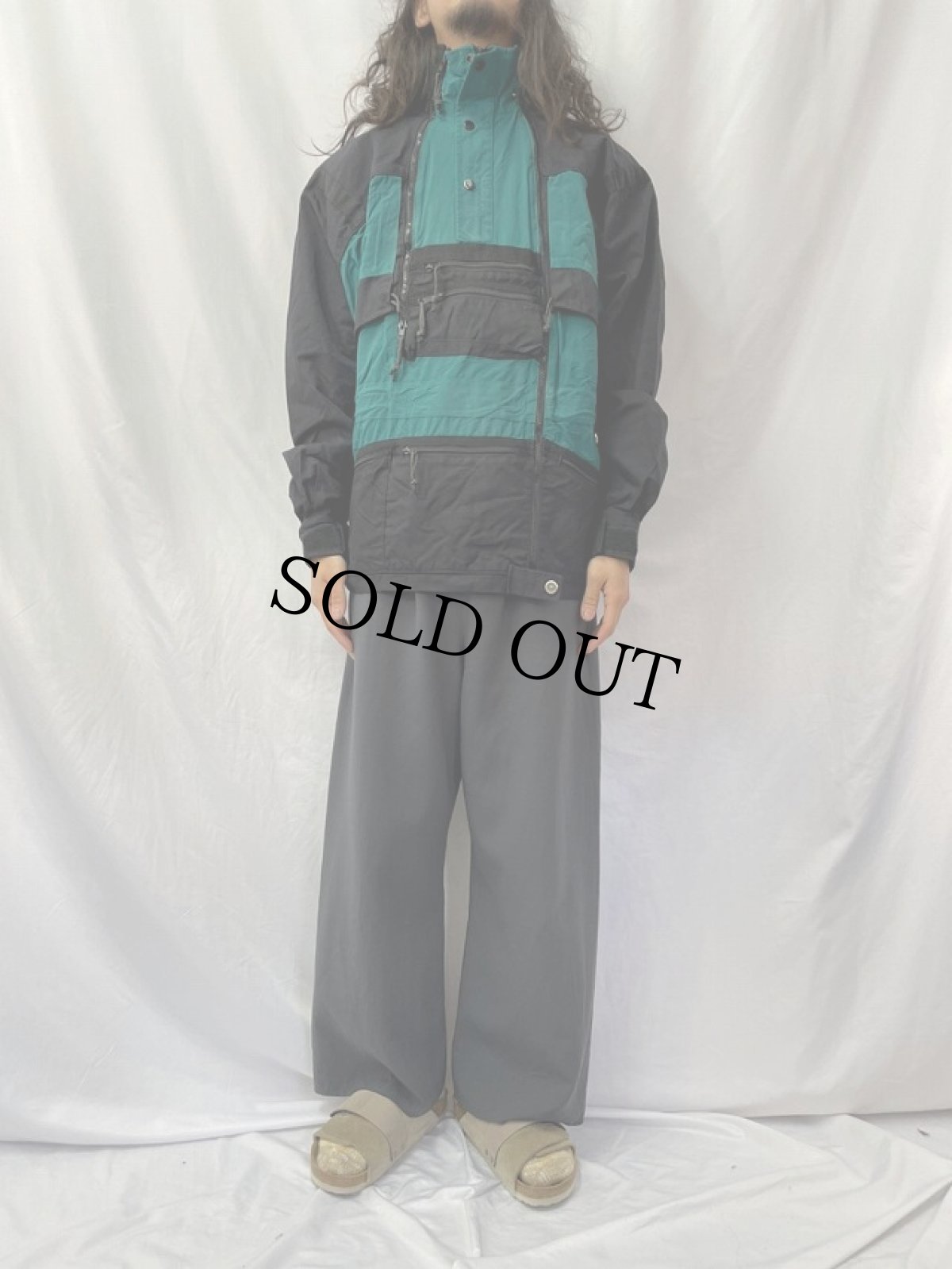 画像2: 90's 2トーン ナイロンプルオーバースキージャケット L (2)