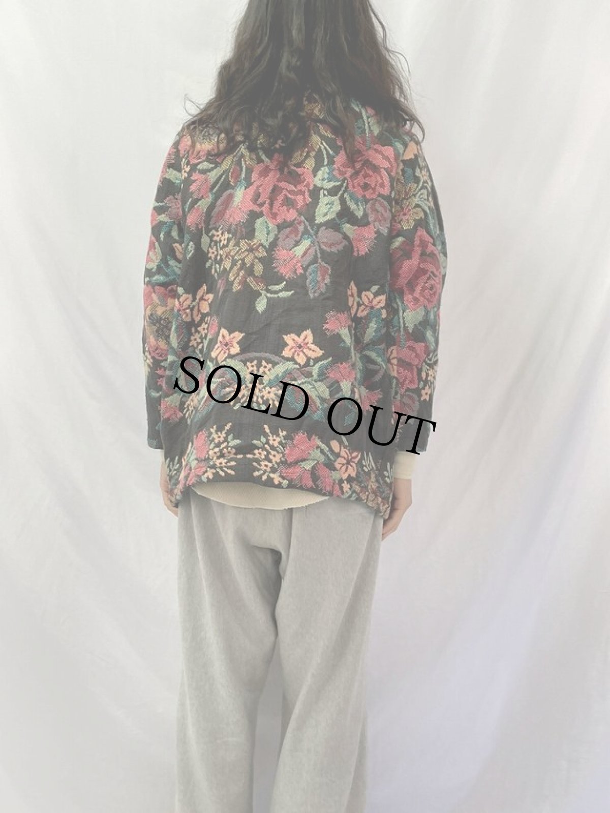 画像4: 花柄織り ノーカラージャケット M/L (4)