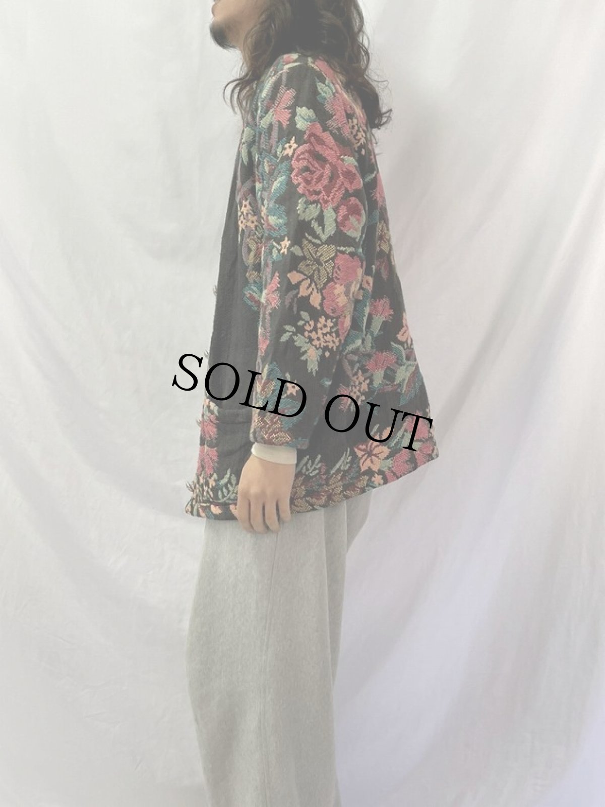 画像3: 花柄織り ノーカラージャケット M/L (3)