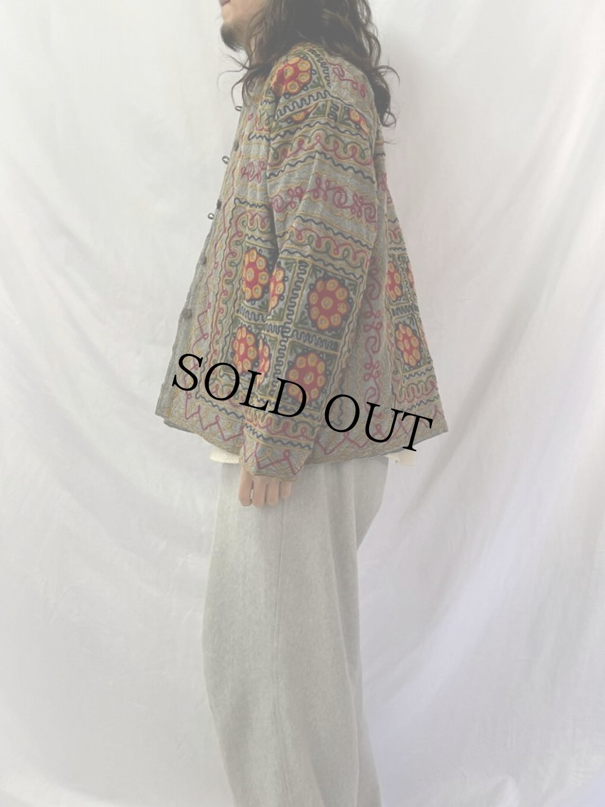 画像3: 総柄刺繍 コットンマオカラージャケット (3)