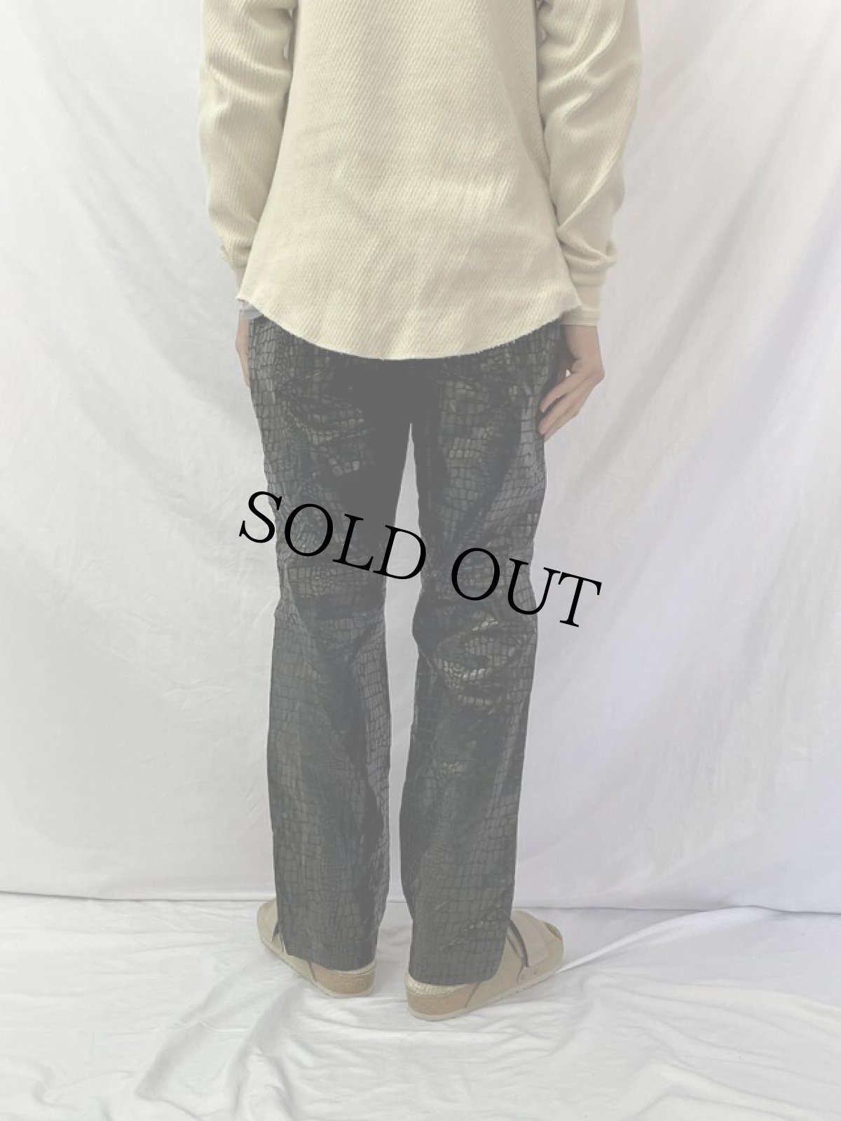 画像4: 90's クロコデザイン レザーパンツ W33 (4)