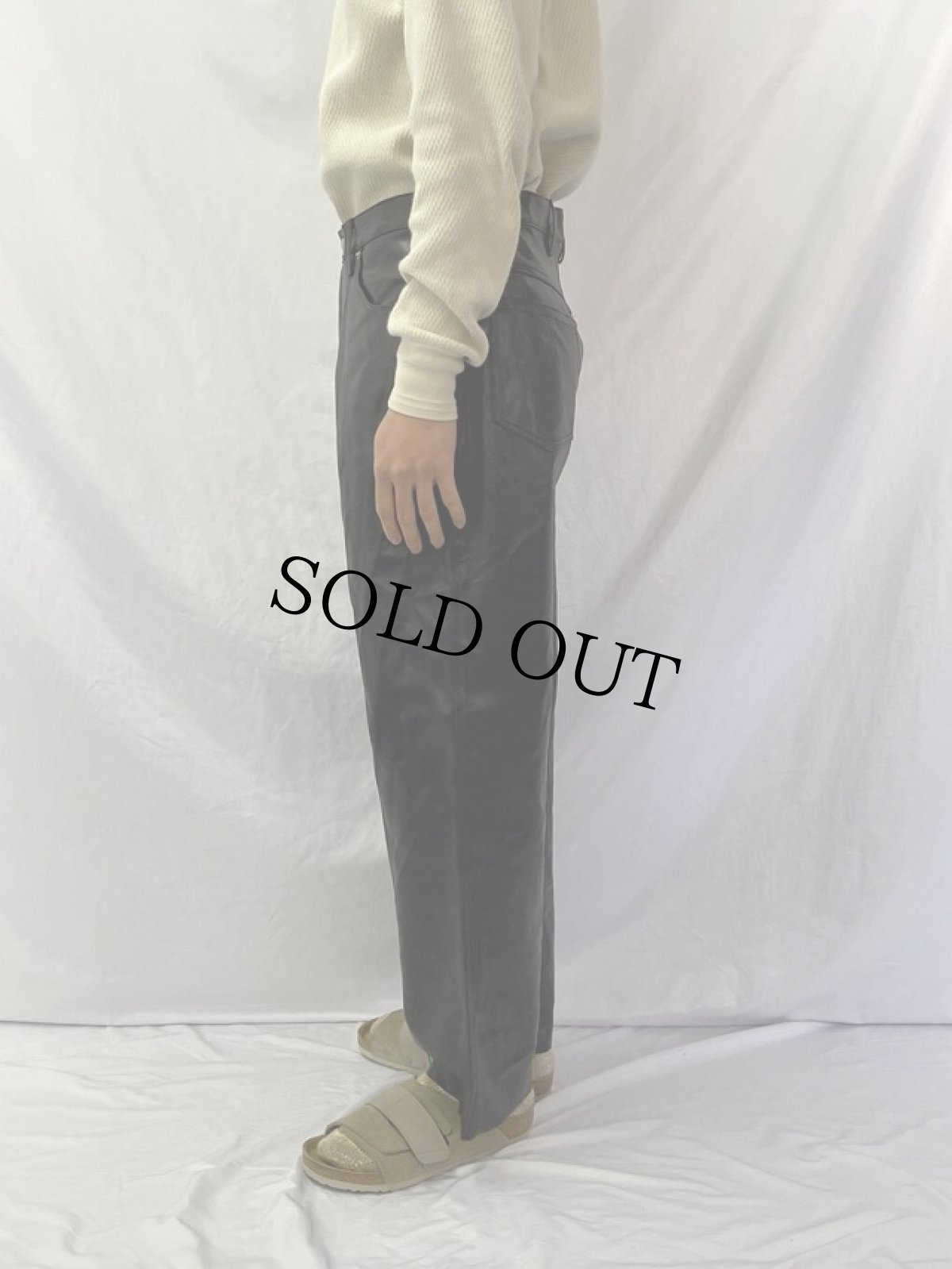 画像3: フェイクレザーパンツ W33 (3)