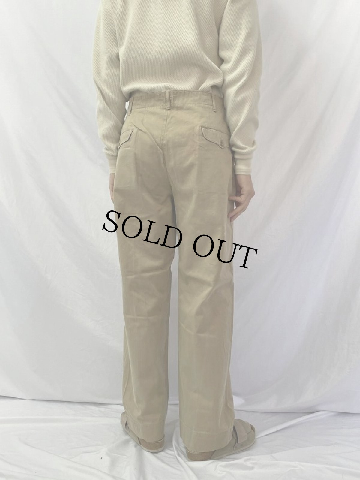 画像4: 40's USMC フラップポケット チノトラウザーズ W33 (4)