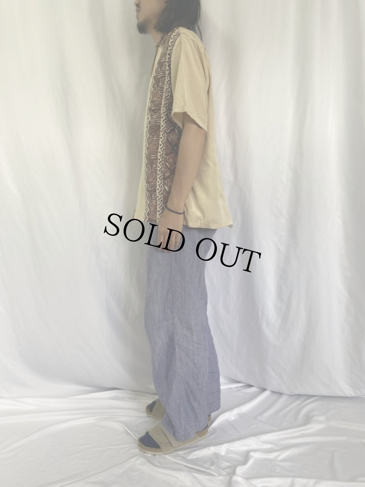 画像3: 50's Kislin's ボーダーパターン シルクアロハシャツ M (3)