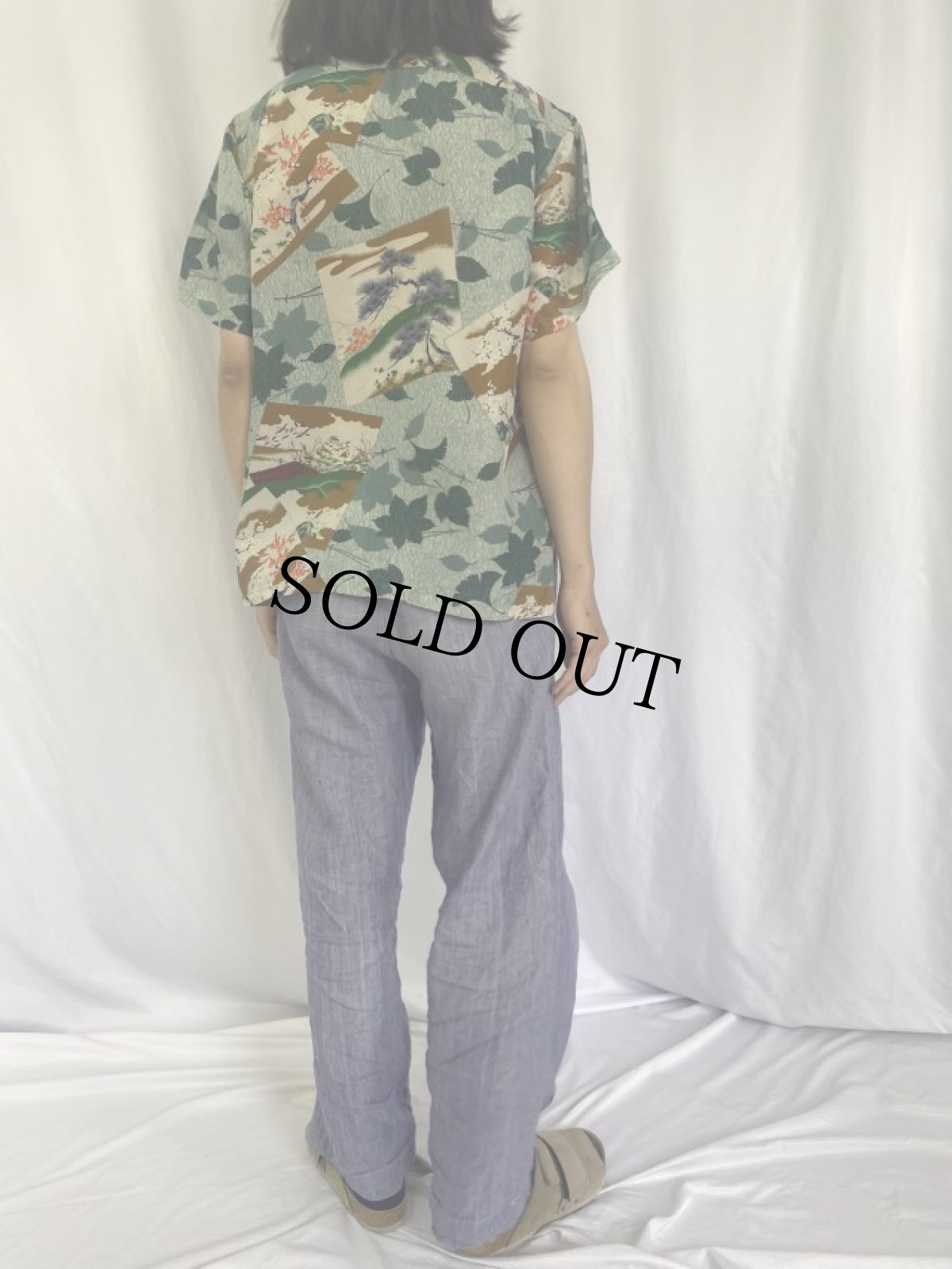 画像4: 50's Kihi Kihi 和柄 シルクアロハシャツ M (4)